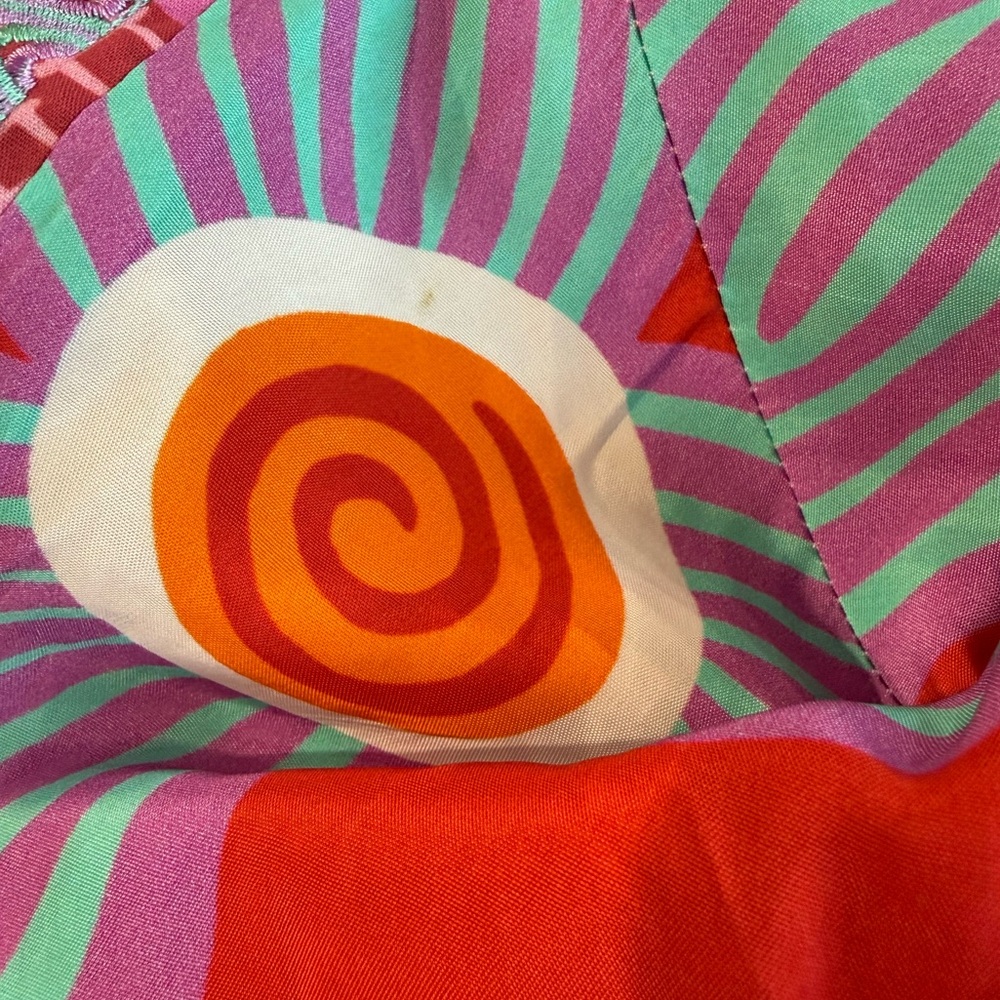 Celia B Maryann V-Neck Mixed Print Midi Dress Button Bright Whimsy Size L - Picture 16 of 16